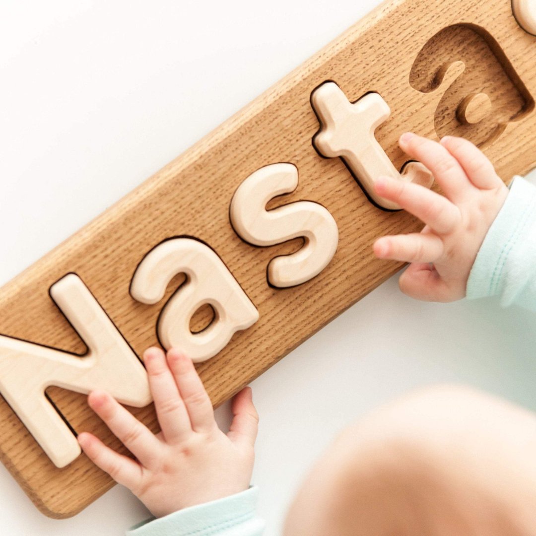 Wooden name puzzle for baby Personalised toys toddlers Christmas Customized gift - 玩具/玩偶 - 木头 