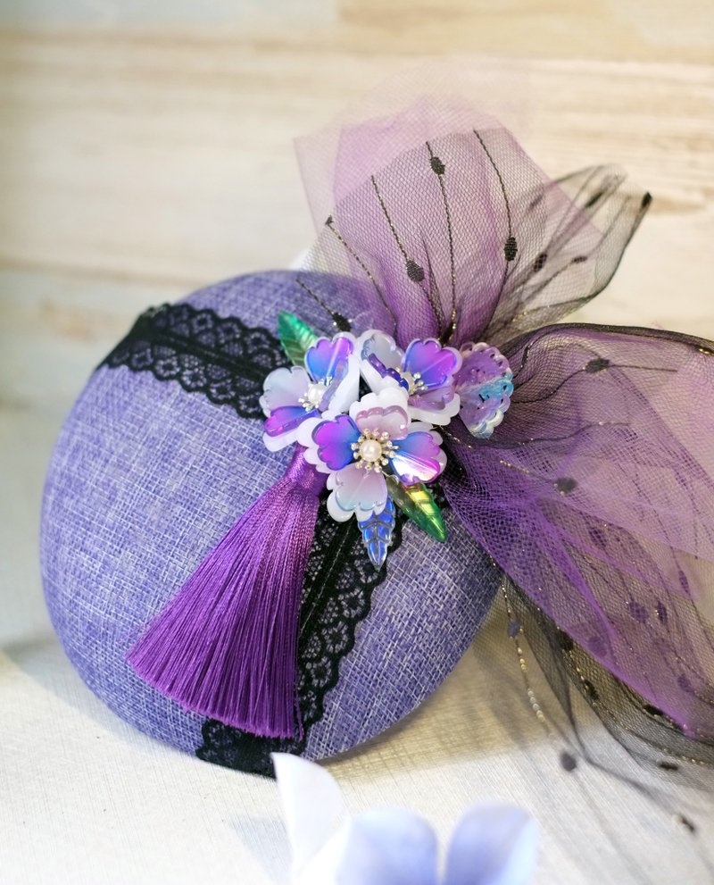 【洋粋スタイル】琉璃细工-手作和洋礼帽。英格兰小调。雅紫 - 帽子 - 棉．麻 