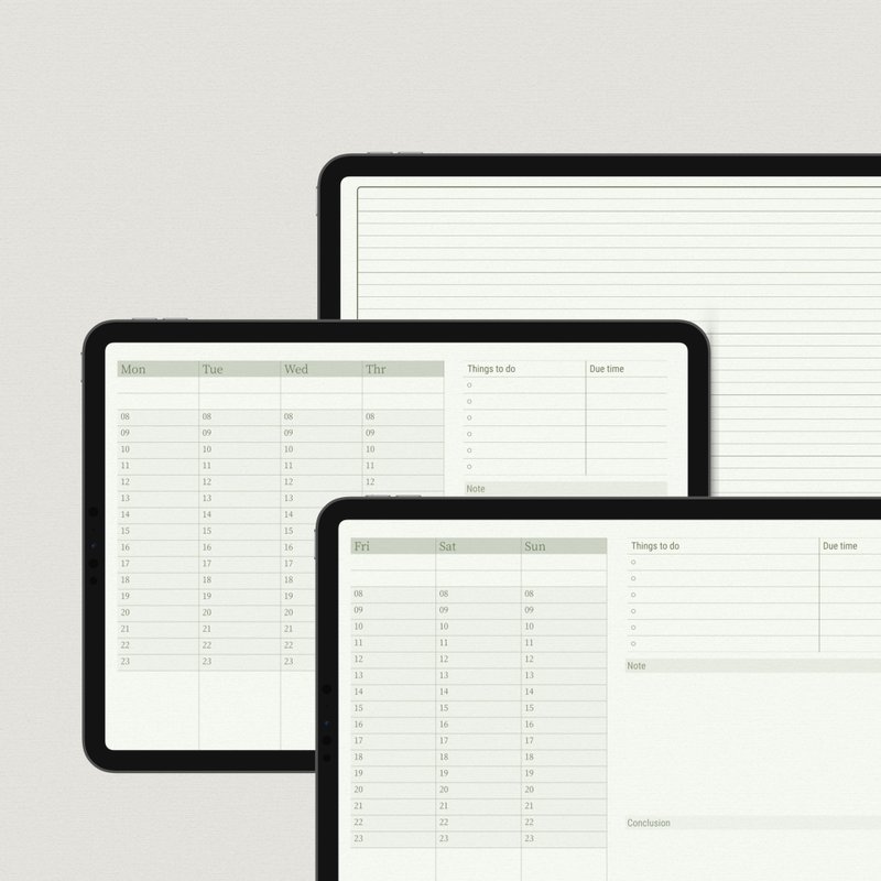 【横式周计划 - 绿色】电子模板 | 效率规划 | 时间甘特 - 其他数码商品 - 其他材质 