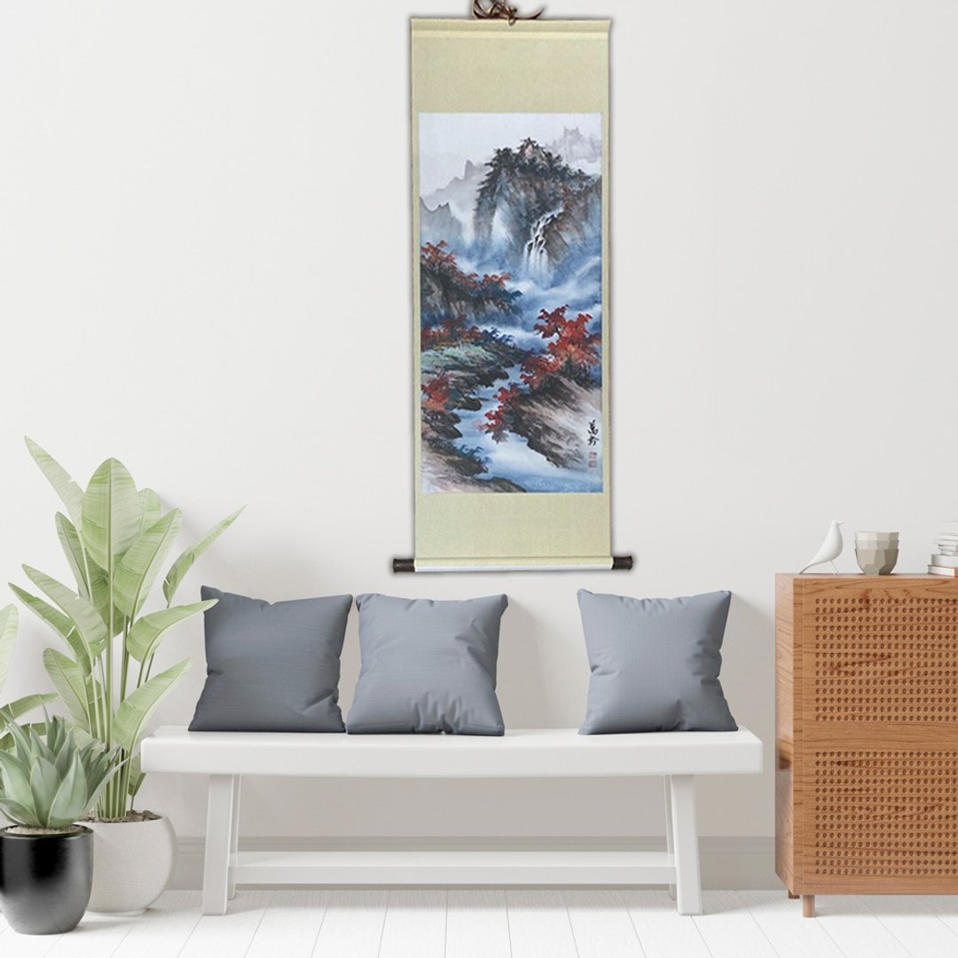 四季秋景 –邢万龄宣影布微喷 卷轴 - 海报/装饰画/版画 - 其他材质 红色