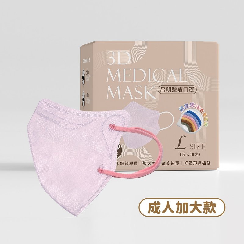 成人3D医疗口罩  耳绳款L号-藕粉 10入/30入 - 口罩 - 其他材质 蓝色