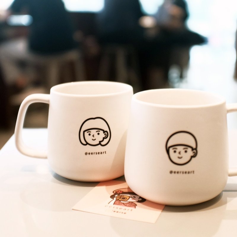 【24H出货台湾包邮】小情侣 黑白陶瓷马克杯一对 配搭杯盖 - 其他杯子 - 陶 