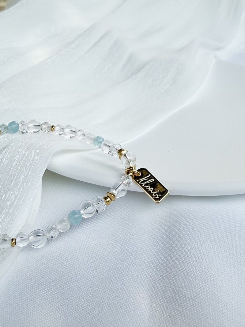 【紫微手链- 太阴星】海蓝宝 白水晶 水晶手链 / 赠水晶碎石 / - 手链/手环 - 水晶 