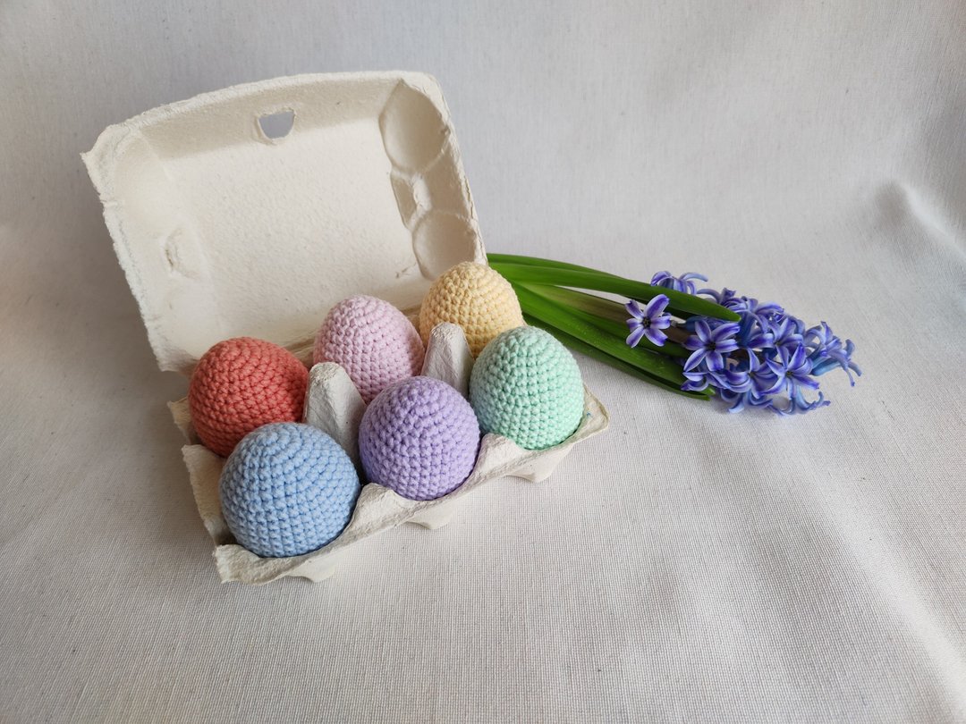 Crochet eggs, crochet amigurumi eggs, crochet play food, Montessori toys - 玩具/玩偶 - 其他材质 多色