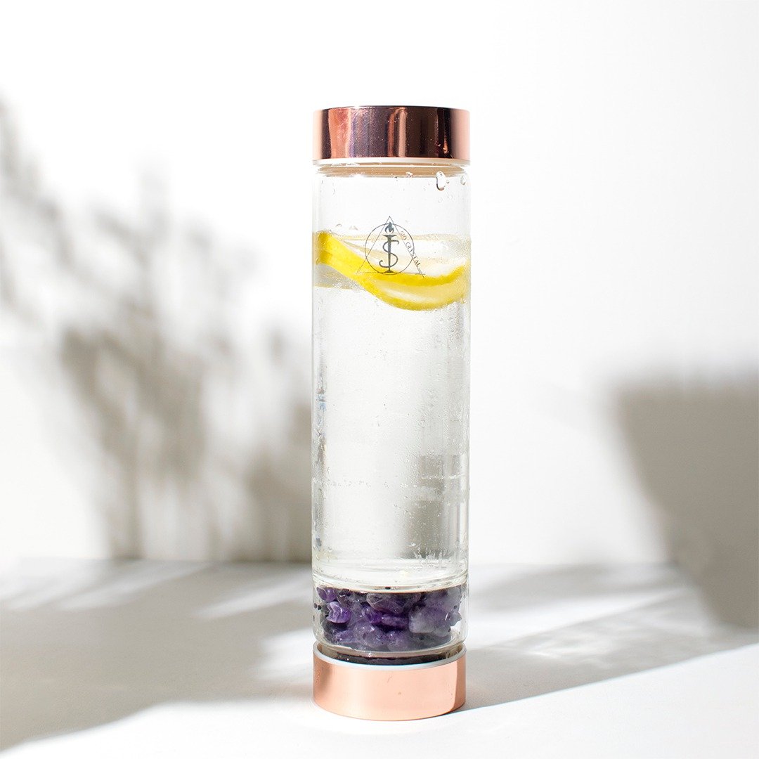 双层玻璃瓶【水晶石能量水瓶】紫水晶水瓶 - 水瓶/水壶 - 水晶 多色