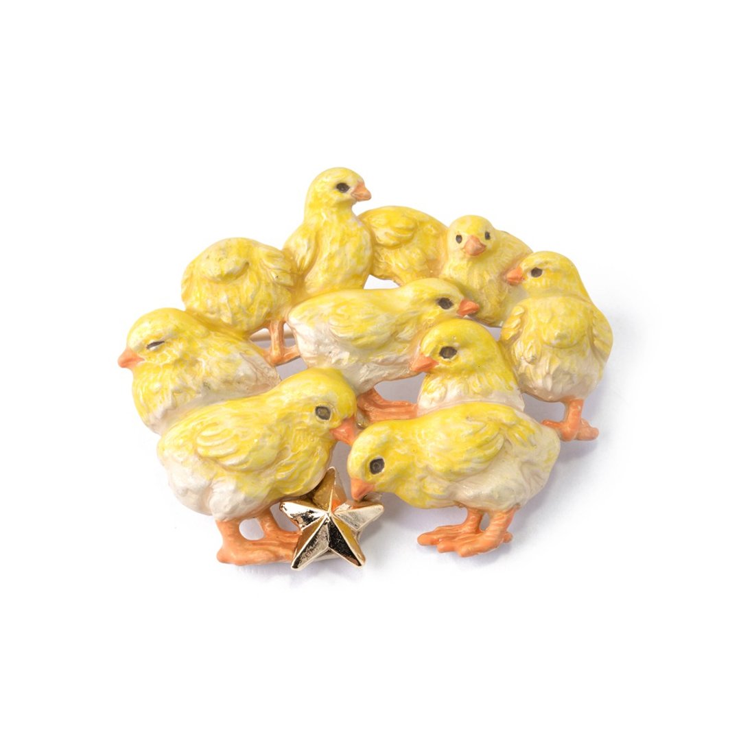 Piyopiyo Brooch Tweeting PB145 - 胸针 - 其他金属 黄色