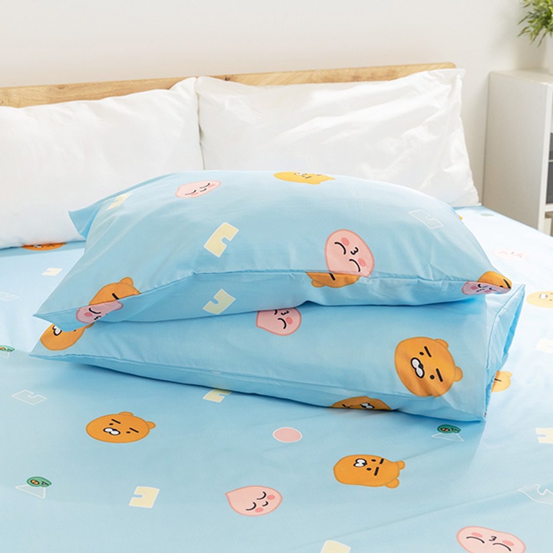 Kakao Friends 莱恩&桃子枕头套2入组-Tencel天丝莱赛尔纤维 枕套 - 寝具 - 聚酯纤维 多色