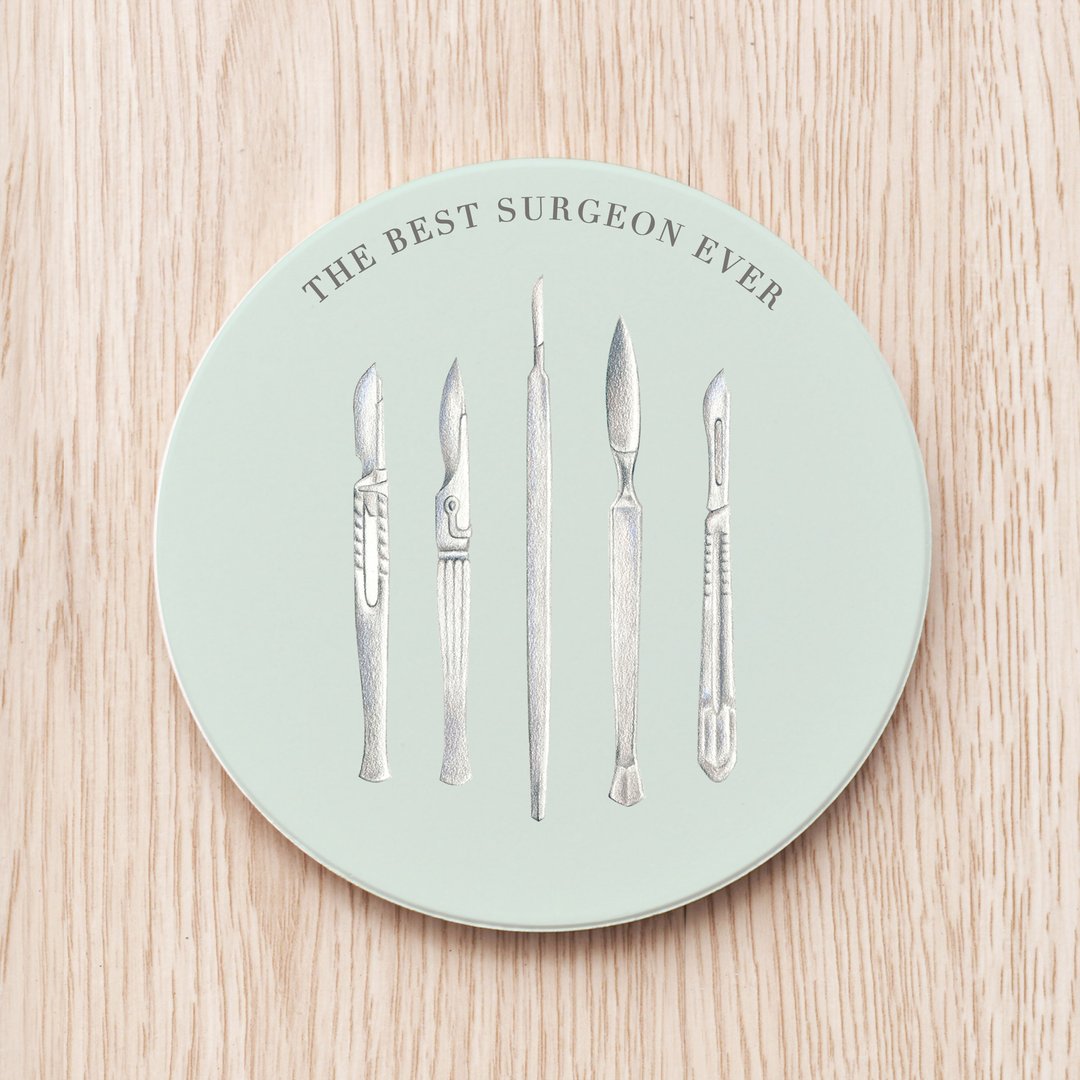 best surgeon手术刀杯垫, 医师生日礼物 实习医师 外科医师 - 杯垫 - 瓷 粉红色