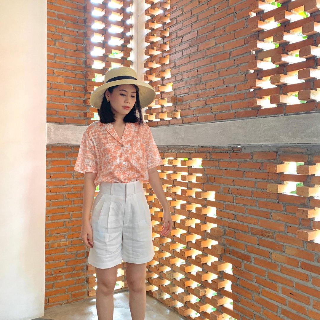 BIRUCHU HER SHIRTS : 杏色 印花衬衫 - 女装衬衫 - 棉 橘色
