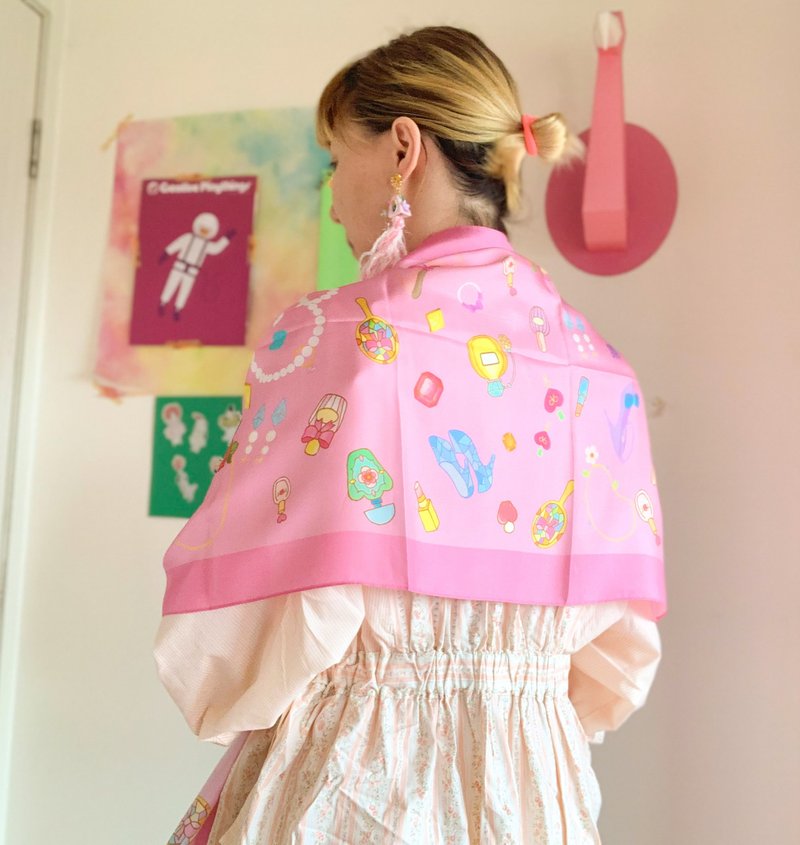 宝石插画真丝丝巾长丝巾 - 丝巾 - 丝．绢 