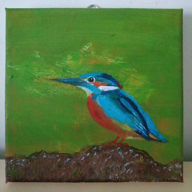 岸边的翠鸟/原创油画/独一无二 - 墙贴/壁贴 - 棉．麻 