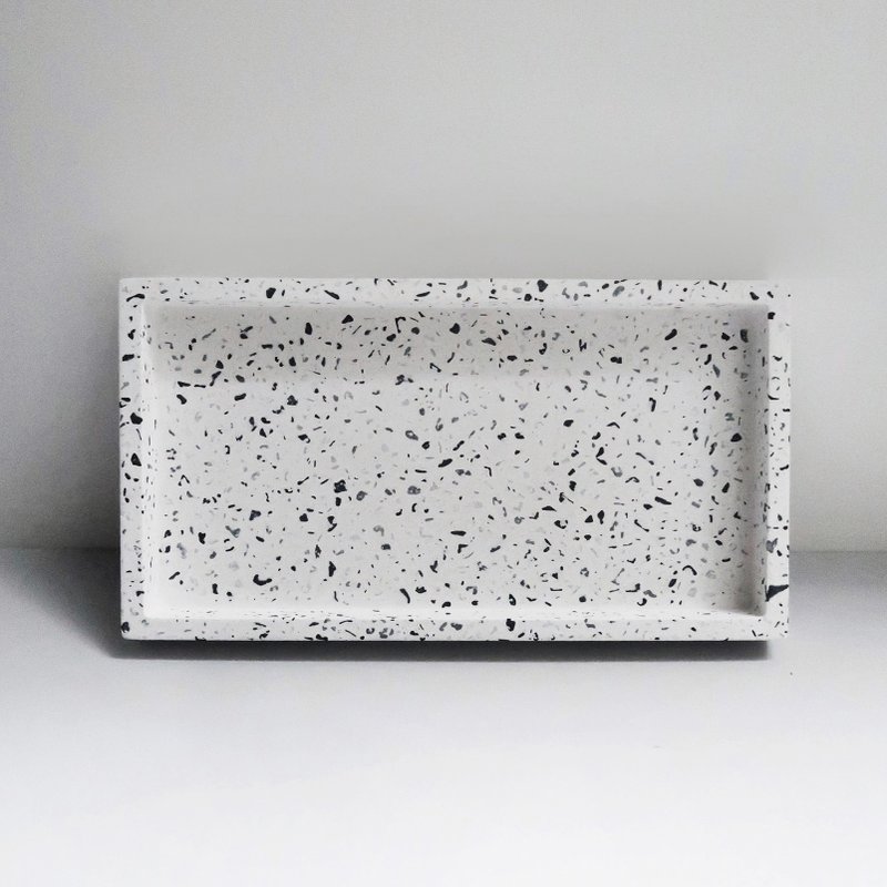 TERRAZZO 磨石子 | 经典黑白水泥长方盘・拖盘・收纳盘 - 托盘/砧板 - 石头 白色