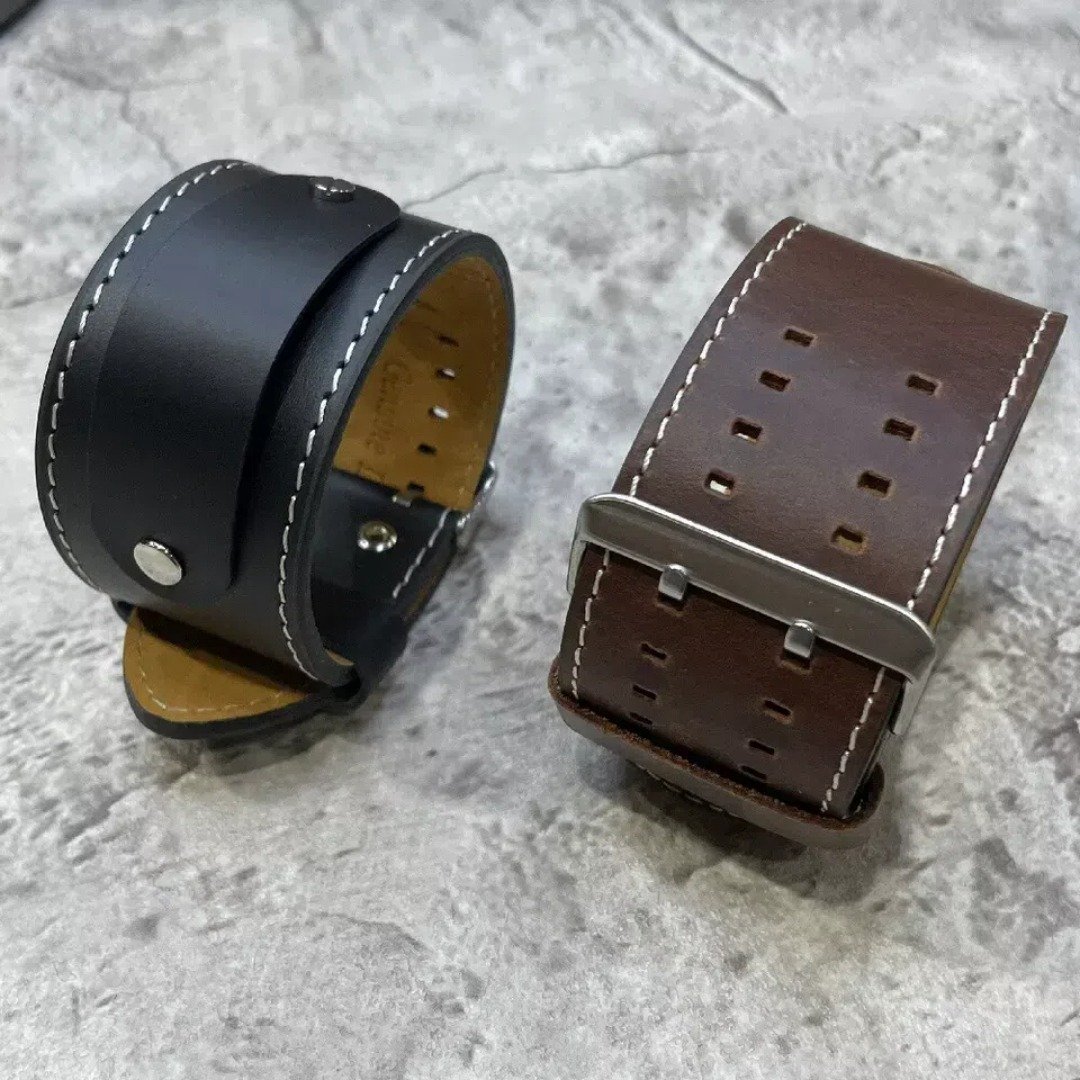 Timeless 简约 一条式腕带 纯牛皮 男用表带 17/18/19/20/21/22MM - 表带 - 真皮 多色