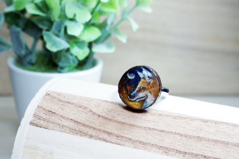 手绘狐狸（赤狐）原木戒指 - 戒指 - 木头 多色