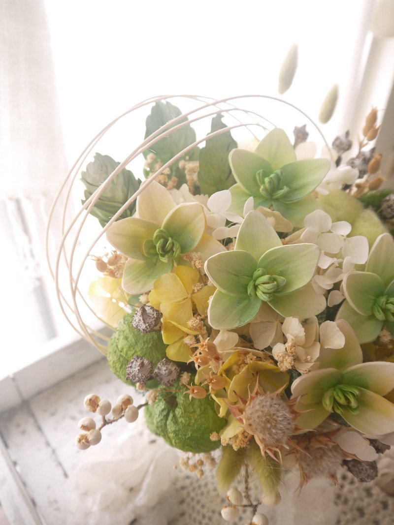 夏末.宁静绿色系索拉花.干燥花.手工花器.生日.开幕最佳首选. - 干燥花/捧花 - 植物．花 绿色