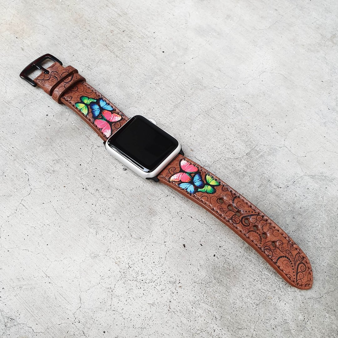 Apple Watch表带炫彩花纹 - 表带 - 真皮 多色