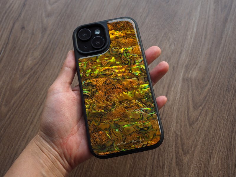 橙色 鲍鱼贝壳 手工手机壳 适用iPhone16,15,14,13,12,11ProMax - 手机壳/手机套 - 贝壳 橘色