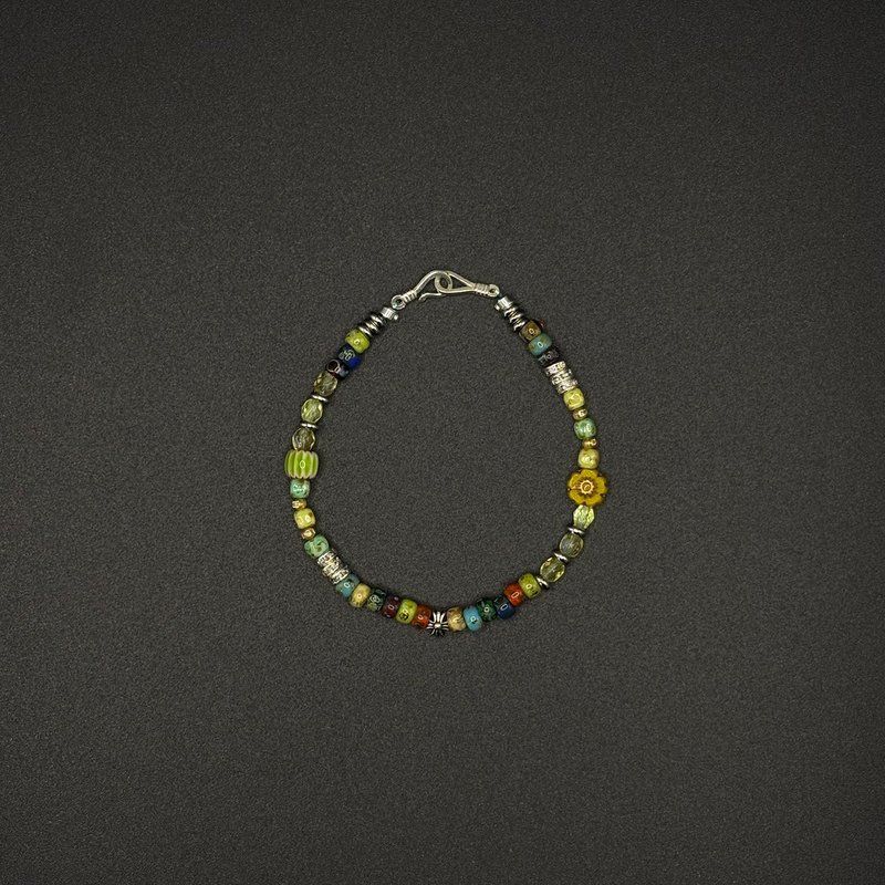 7AB 原创小众VINTAGE手串毕加索花绿925银中性款复古手链 - 手链/手环 - 其他材质 