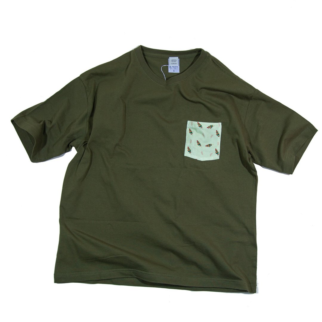 BBQ 图案 Oversize 口袋 T-shirt – 男女皆可 S〜XL Tcollector - 女装 T 恤 - 棉 绿色
