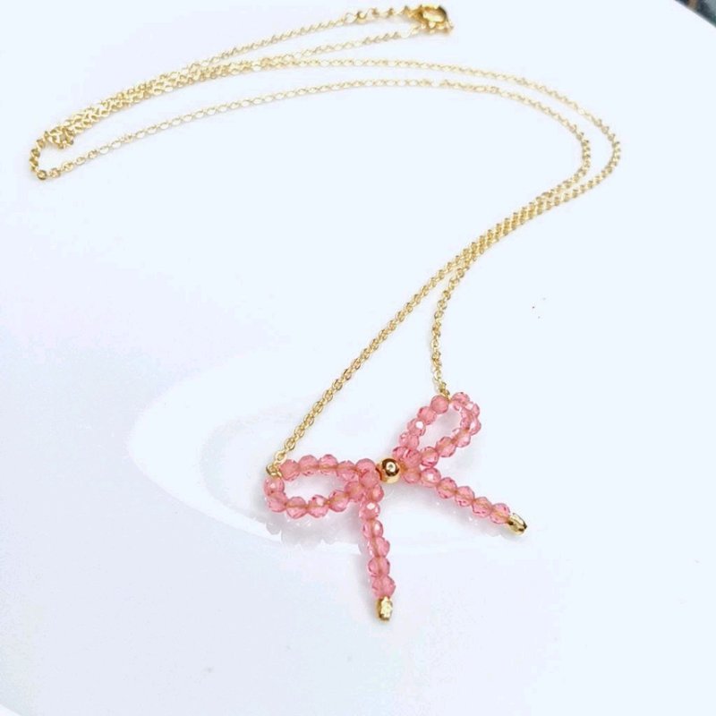 金银财宝 14K粉尖晶蝴蝶款项链 - 锁骨链 - 半宝石 