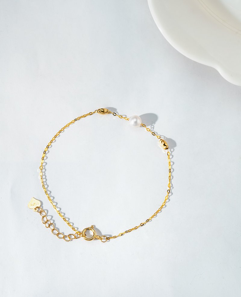 Akoya 小金球 18K金 手链 - 手链/手环 - 珍珠 金色