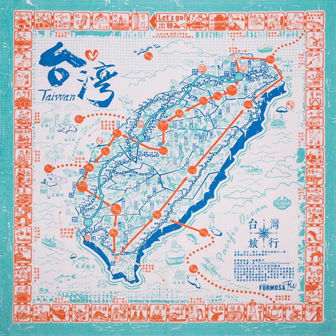 【旧款】环岛旅行布地图(蓝) - 地图 - 棉 蓝色
