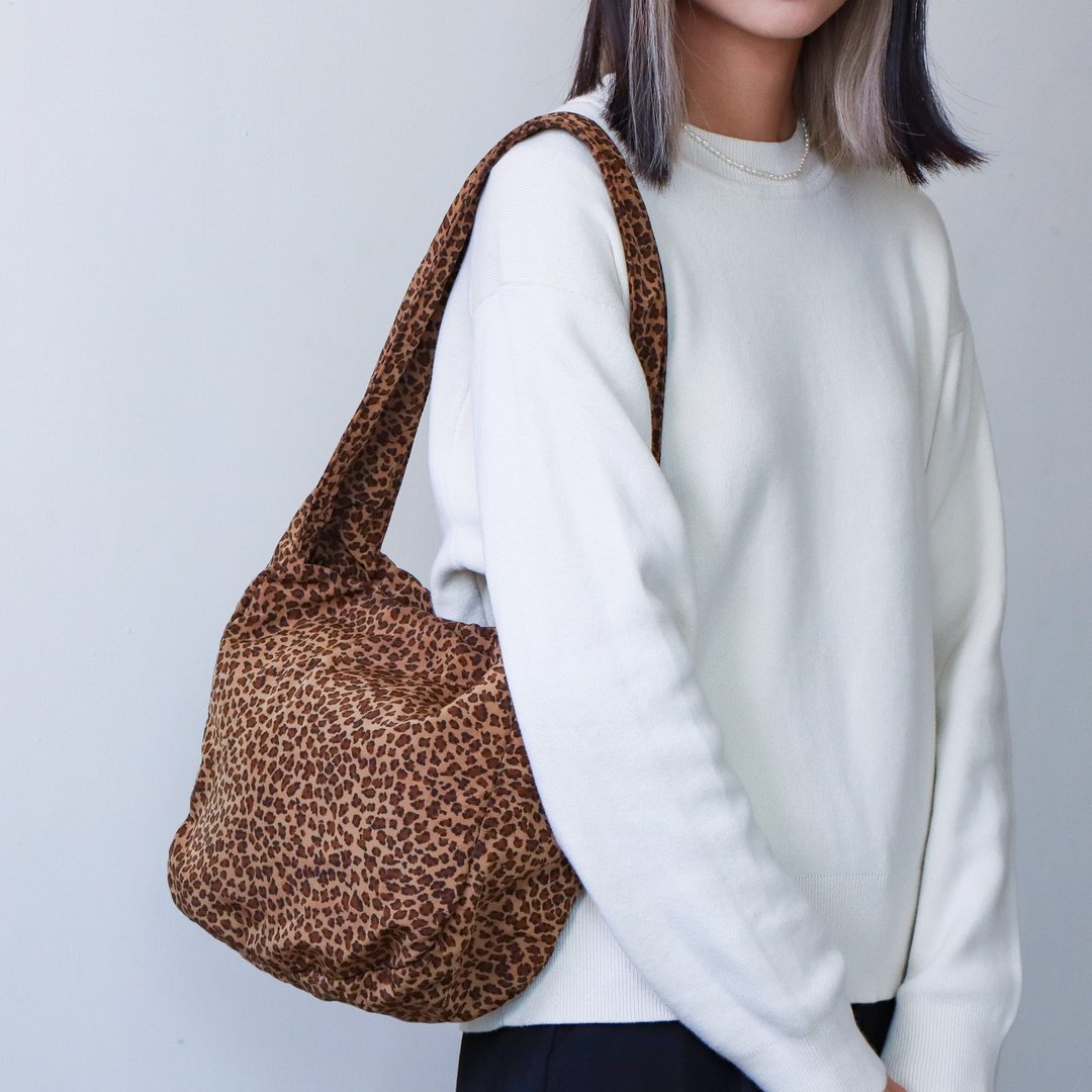 Vintage Bottega Veneta 豹纹肩背包 - 手提包/手提袋 - 棉 咖啡色