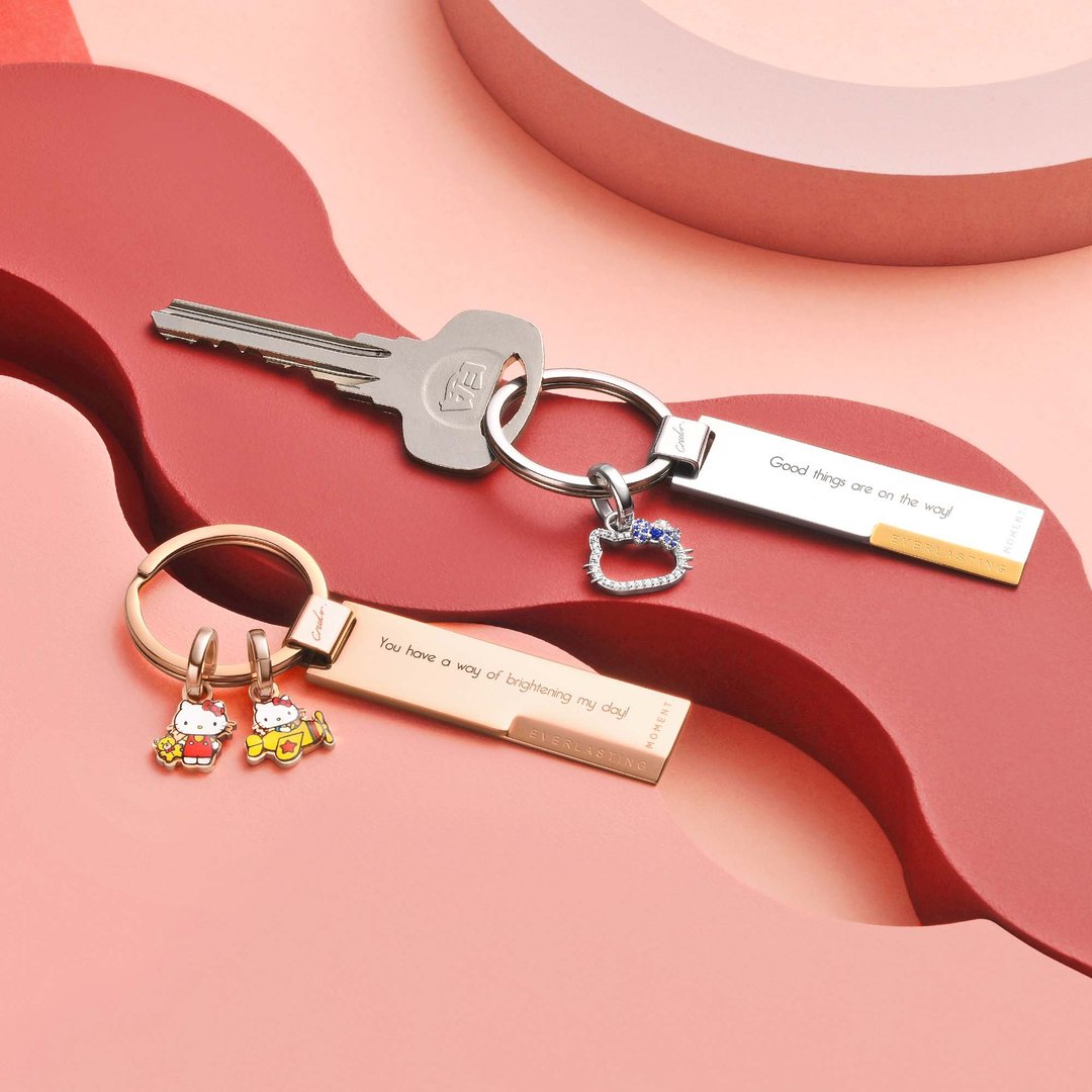 Hello Kitty 特别版 定制化刻字 钢制吊牌钥匙圈 (2 色) - 钥匙链/钥匙包 - 不锈钢 银色