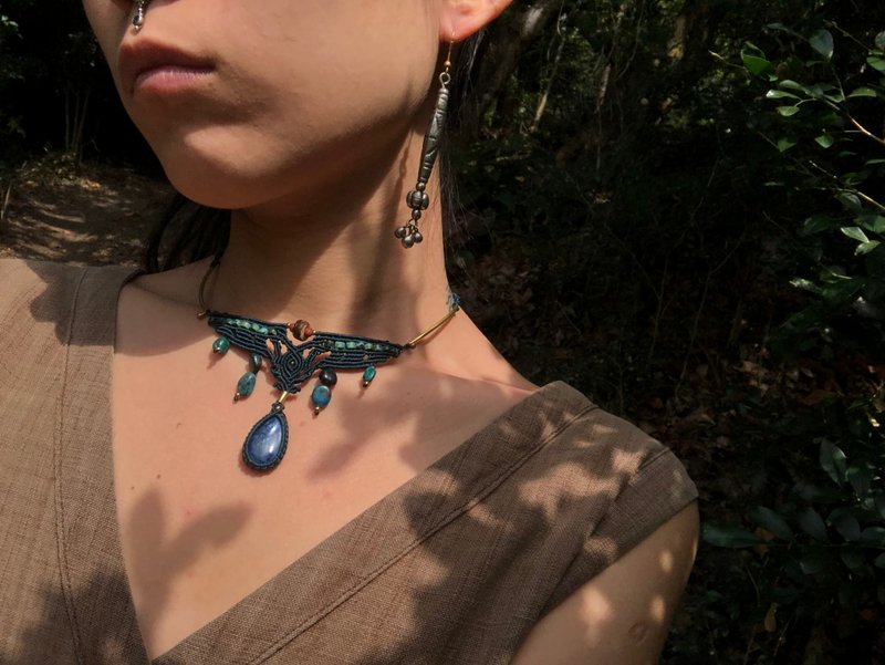 蓝晶石 凤凰石部落图腾项链 - 项链 - 宝石 