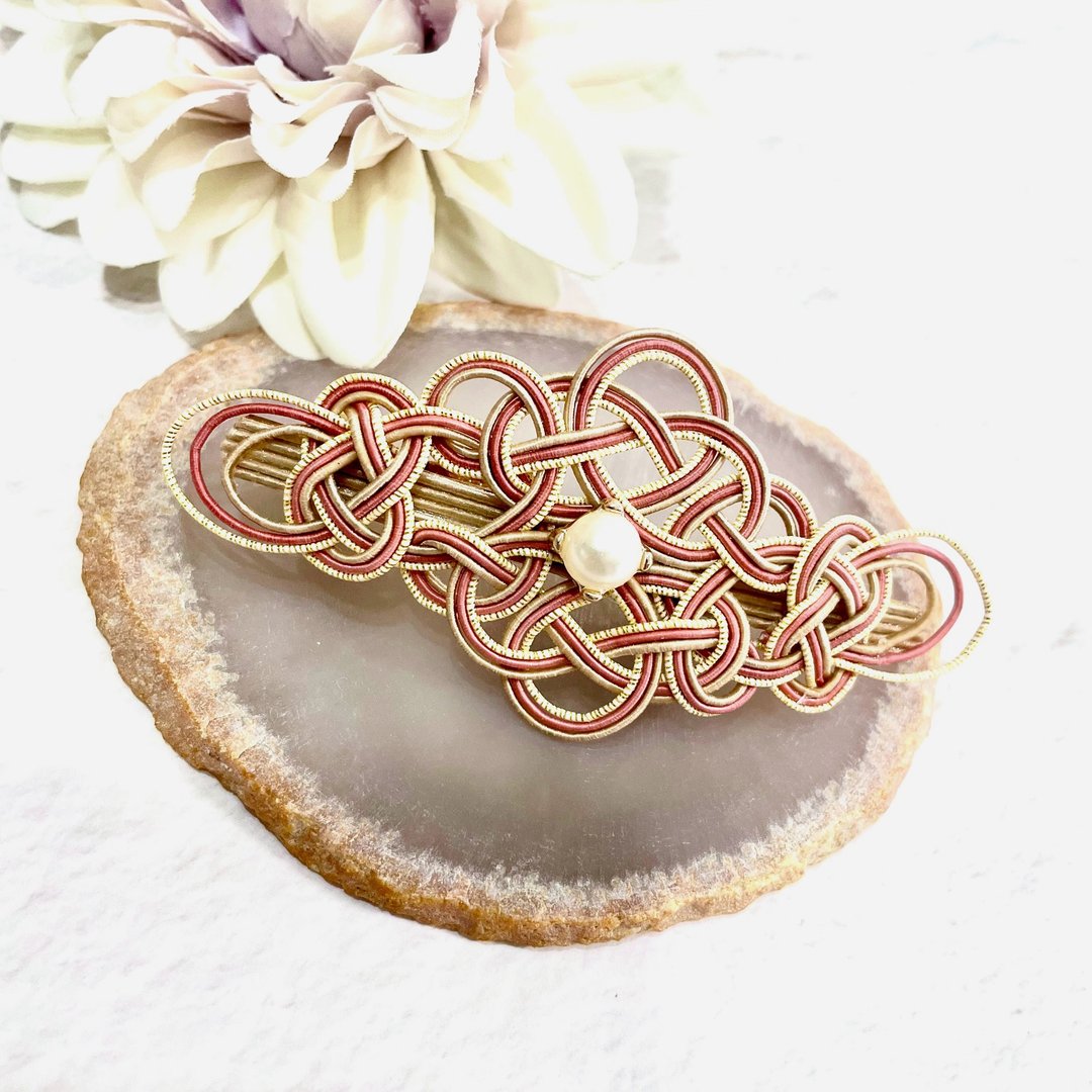 [Japanese tradition] mizuhiki elegant mizuhiki barrette - 发饰 - 纸 粉红色