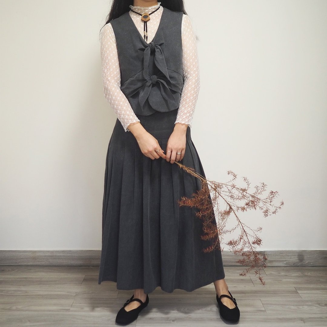 绑结背心外套 Bowti Vest - 女装背心 - 棉 