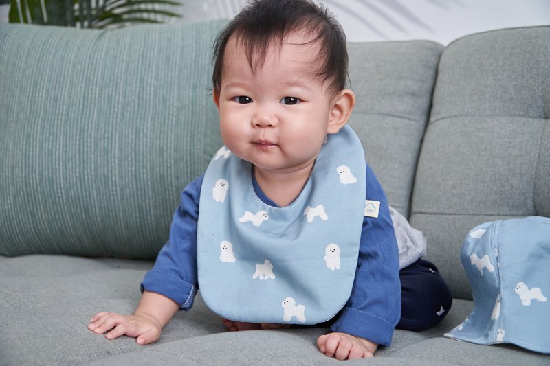 比熊狗狗 宝宝围兜兜 方兜 口水巾 - 围嘴/口水巾 - 棉．麻 蓝色