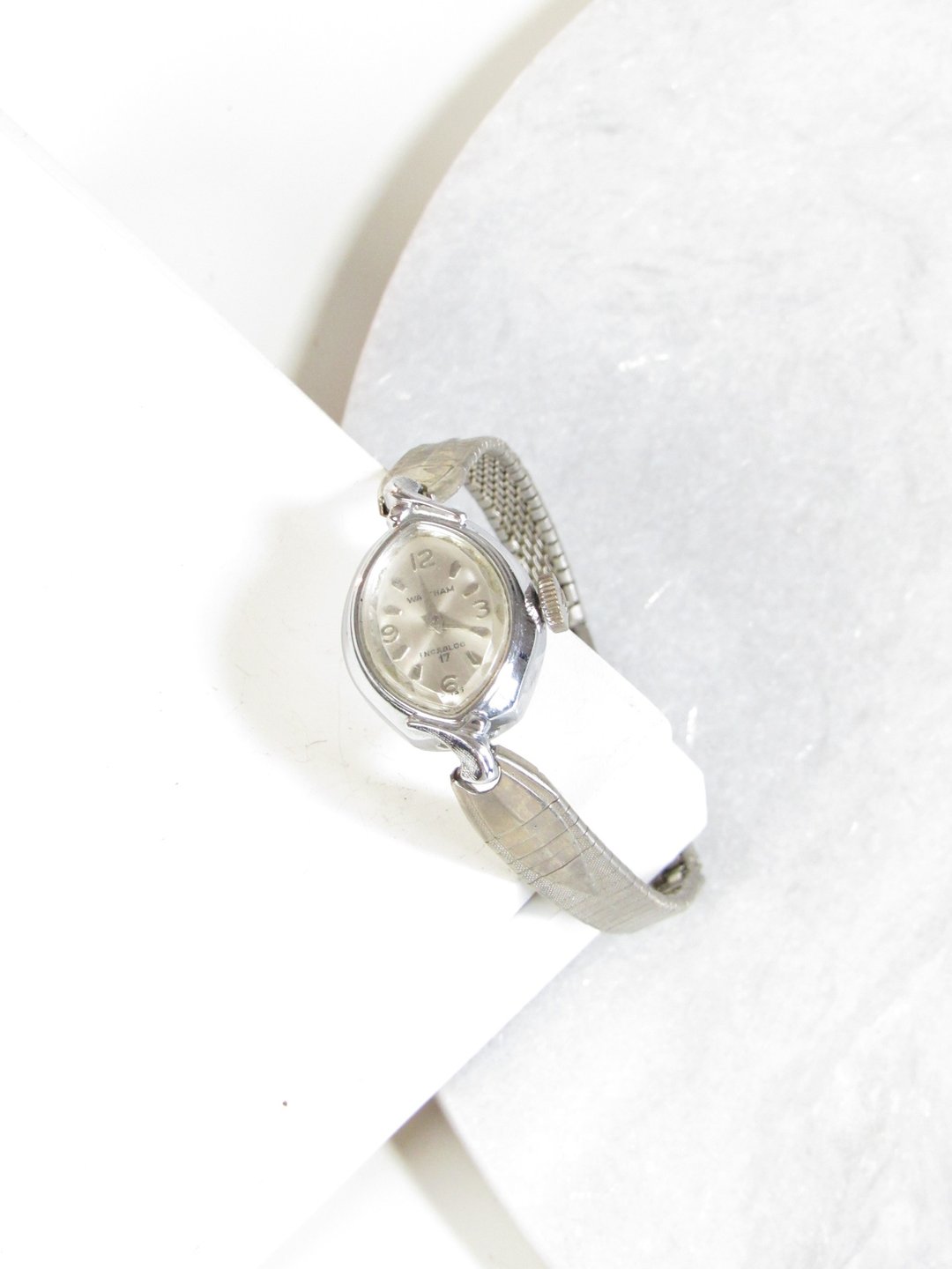 Vintage Waltham Incabloc 17 Oval Silver Tone Wind up Ladies Watch - 女表 - 不锈钢 银色