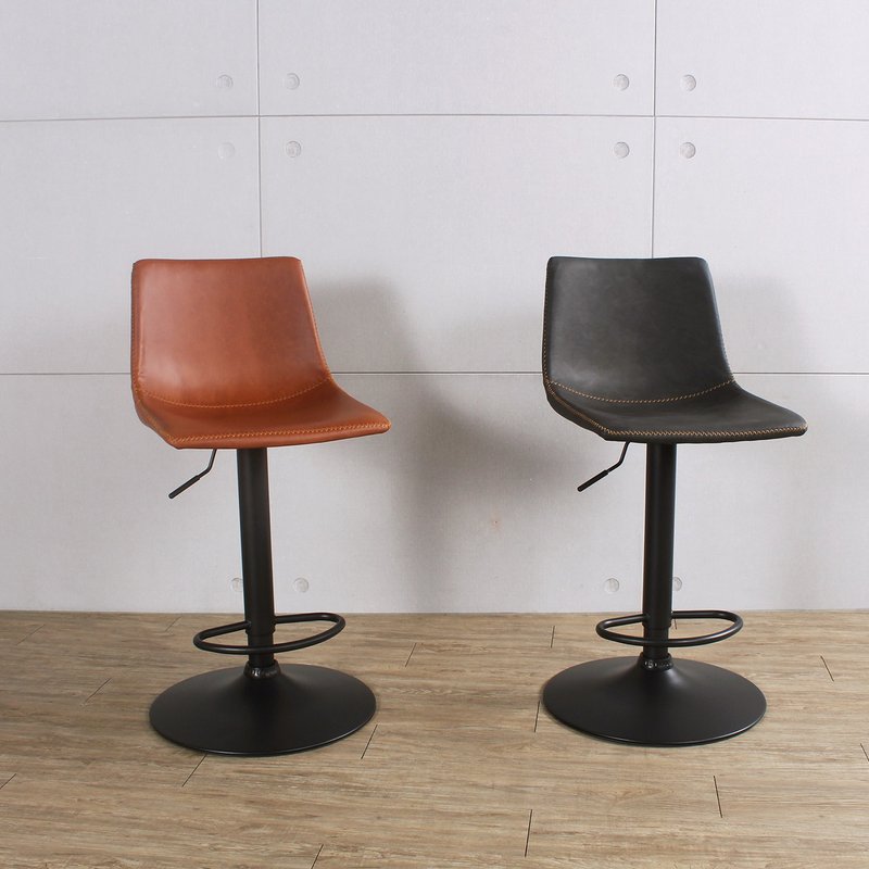 工业风 复古 升降吧椅 / 无段升降 - 椅子/沙发 - 人造皮革 咖啡色