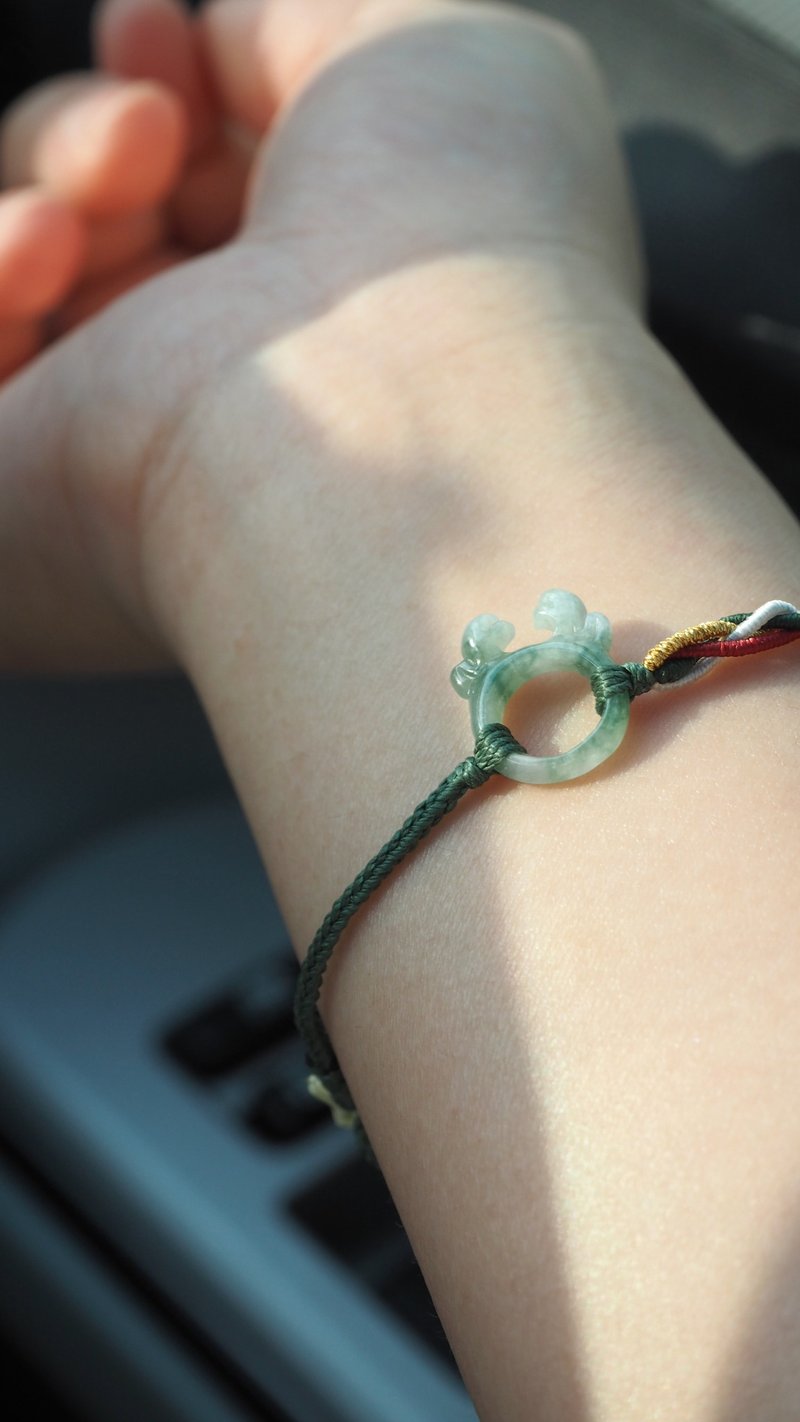 宝淇 -  暖星-飘花小鹿环手绳 - 天然A货翡翠 - 手链/手环 - 玉石 绿色