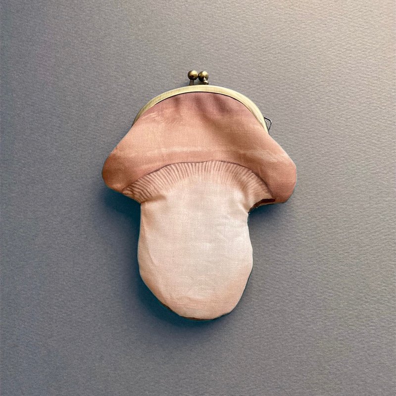 Kinoko gamaguchi purse -Pleurotus eryngii- Purse, coin purse, pouch, accessory case - 化妆包/杂物包 - 棉．麻 黄色