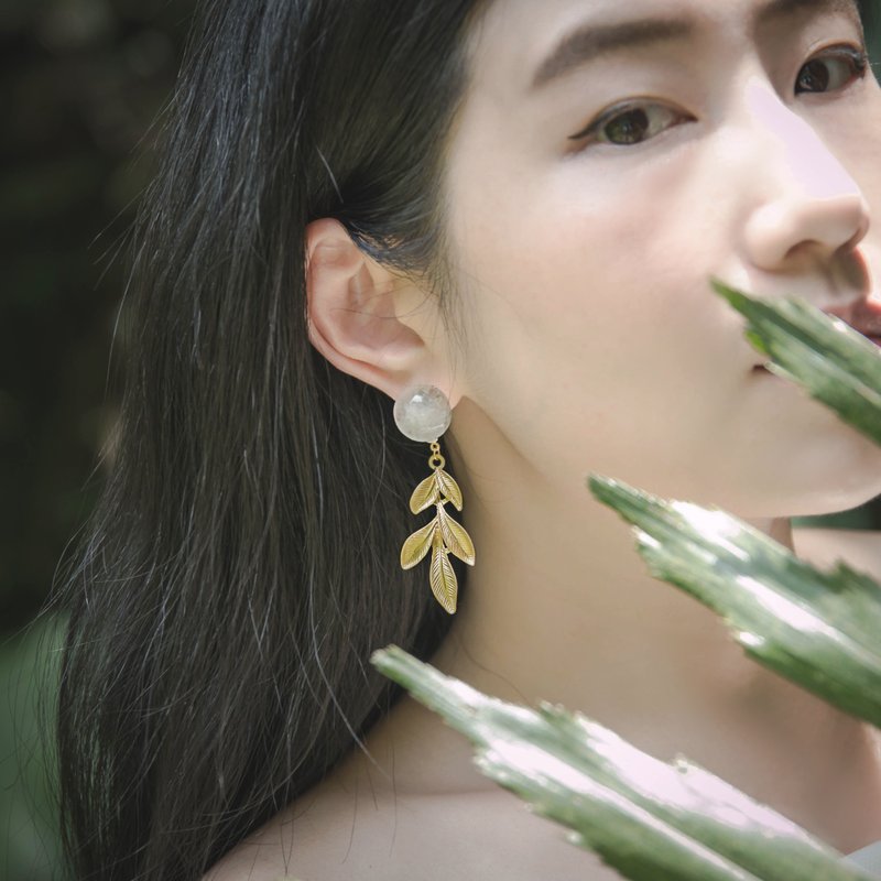 花果实系列_ 荔枝白 耳环 - 耳环/耳夹 - 其他材质 白色