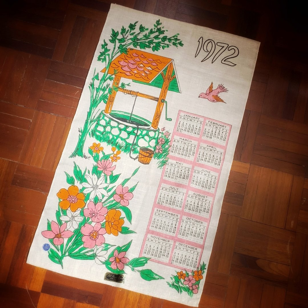 1972 美国早期布面月历 花雨 - 其他 - 棉 多色