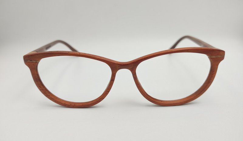 精致手工木制眼镜 原木眼镜 台湾手工制造/赠送桧木手机平板架 - 眼镜/眼镜框 - 木头 咖啡色