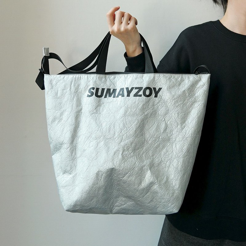 杜邦纸系列单肩包 大容量轻量健身包 手提侧背包托特包 闪电银 - 手提包/手提袋 - 聚酯纤维 银色