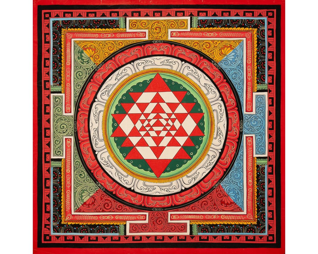 Shree Yantra 曼陀罗唐卡——丰盛与力量的神圣图示 - 墙贴/壁贴 - 其他材质 红色