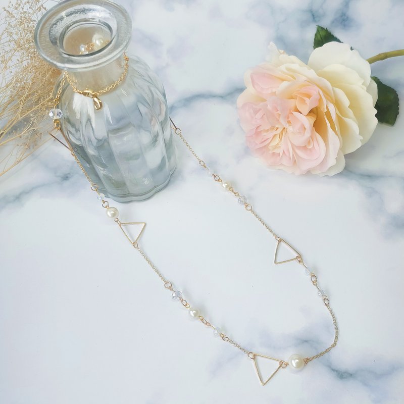 金/银款三角环时尚珍珠水晶多用途链/口罩链/项链/手链/眼镜链 - 长链 - 树脂 金色
