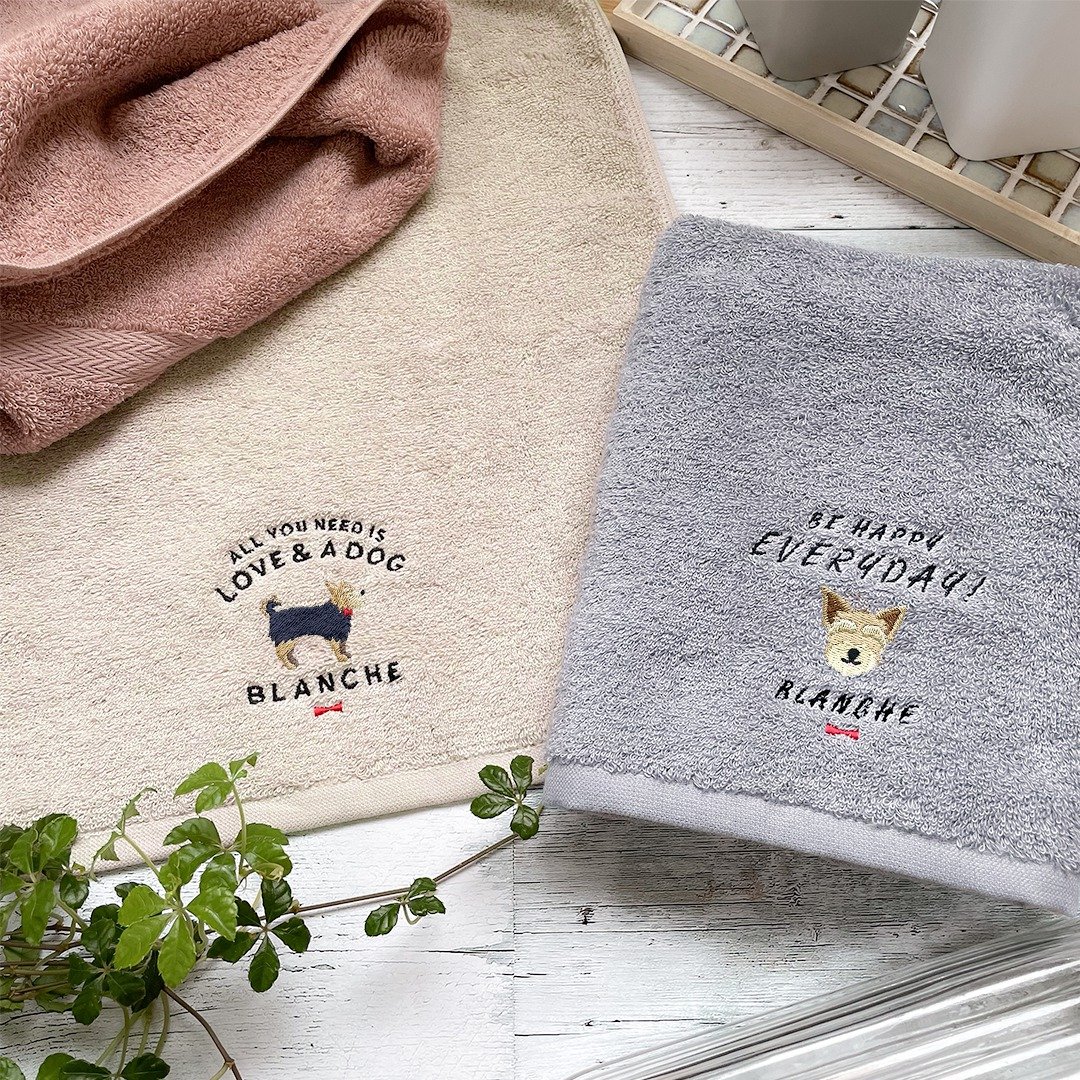 Personalized Yorkshire Terrier Imabari Face Towel - 毛巾浴巾 - 棉 白色