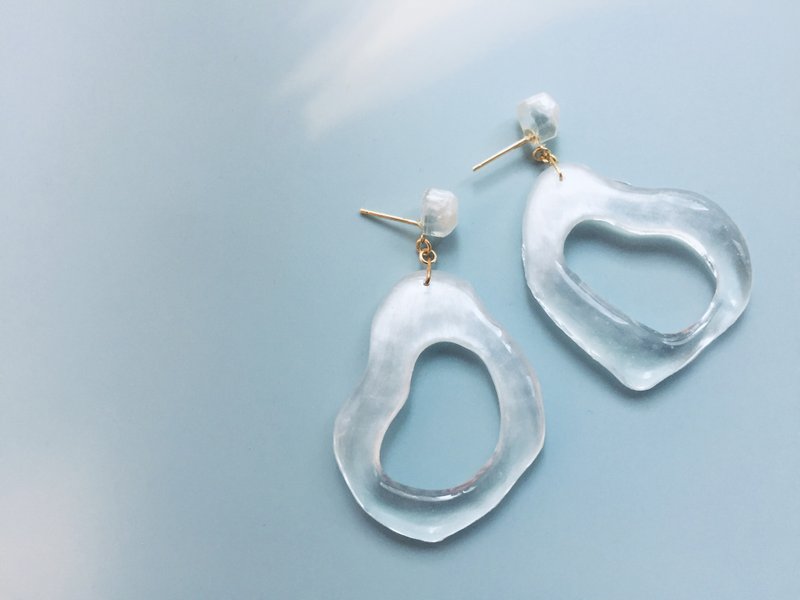 夏日日常 简约 透明感 异形渐变  树脂手作耳饰\耳钉 - 耳环/耳夹 - 树脂 