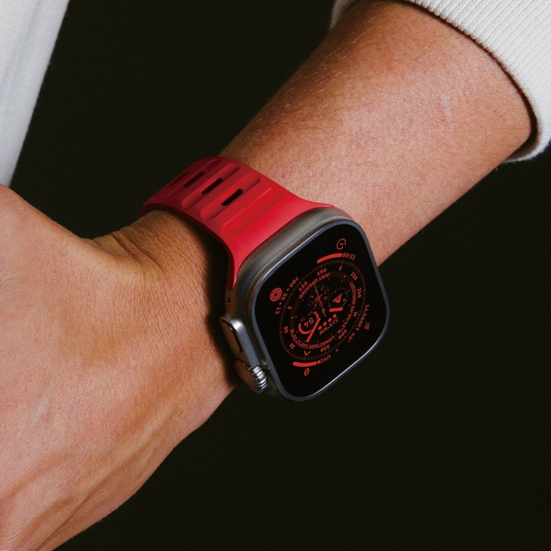 【美国NOMAD】Apple Watch专用运动风FKM橡胶表带-49/45/44/42mm - 表带 - 橡胶 红色
