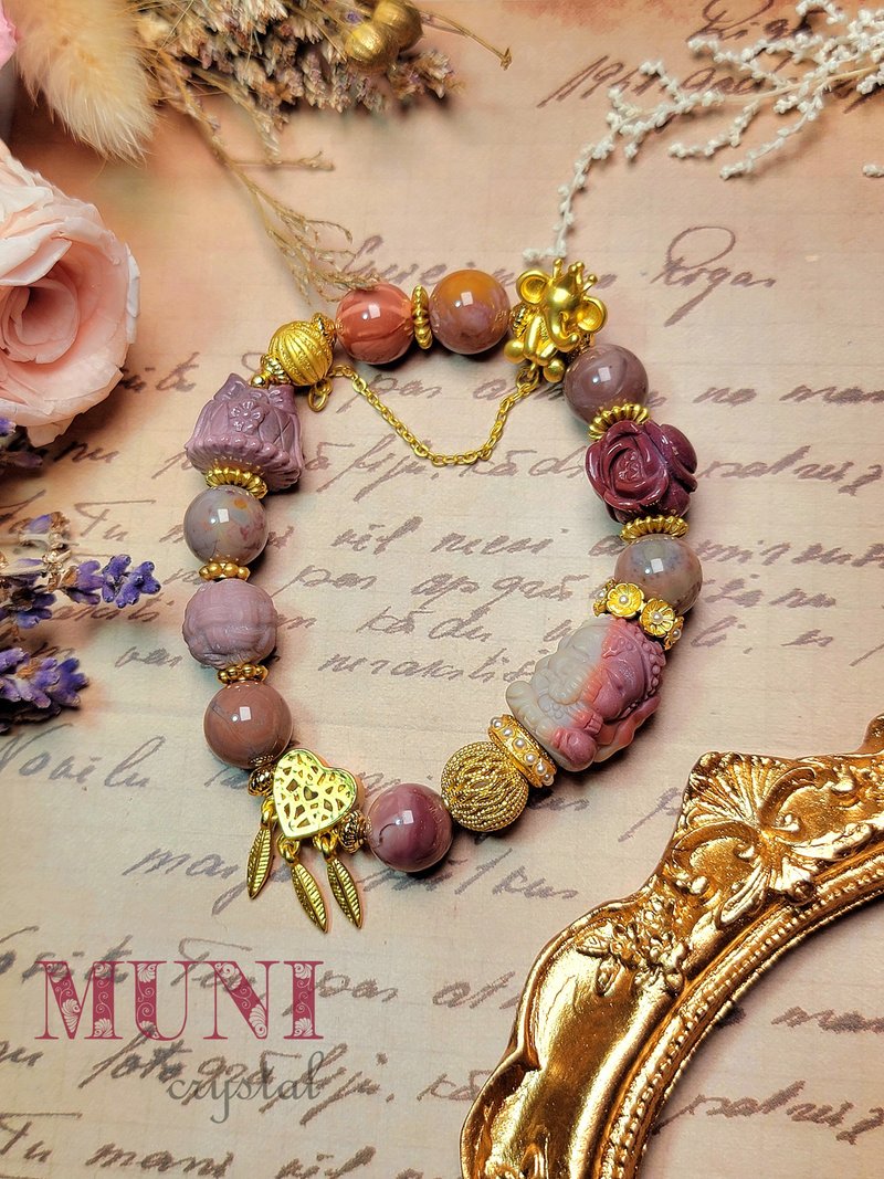 翘色幻彩阿拉善精雕天使象神开运保平安手创设计款手链 - 手链/手环 - 水晶 多色