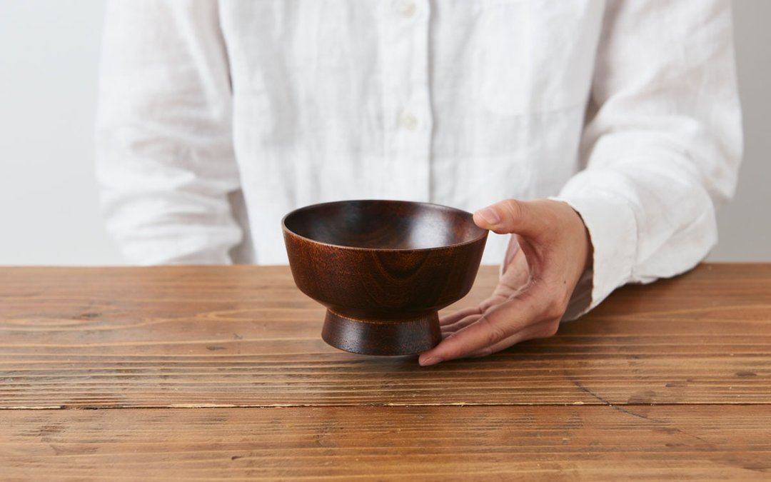 Rice bowl of potter's wheel Mizumezakura tea wipe lacquer - 碗 - 木头 咖啡色