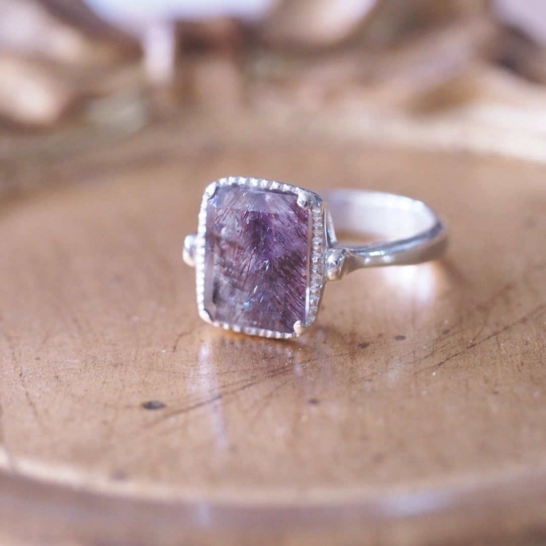 超七 星辉石 七种矿物天然石 戒指 Super Seven handmade ring - 戒指 - 水晶 多色