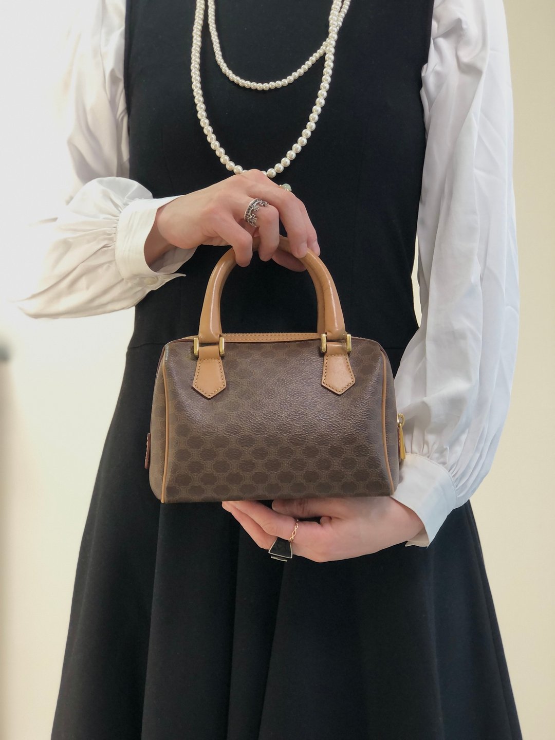 【 日本直送 名牌中古包 】CELINE  સેલિન મેકાડમ 侧背包 棕色 PVC 皮革 2way 迷你包 迷你波士顿包 g36sev - 侧背包/斜挎包 - 防水材质 咖啡色