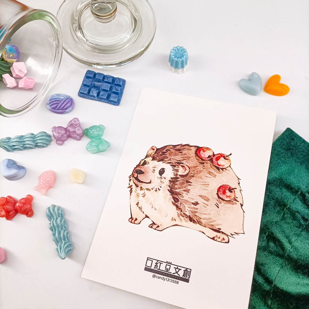 KR474_口紅堂明信片_刺蝟17_candy1313588 postcard - 卡片/明信片 - 纸 多色